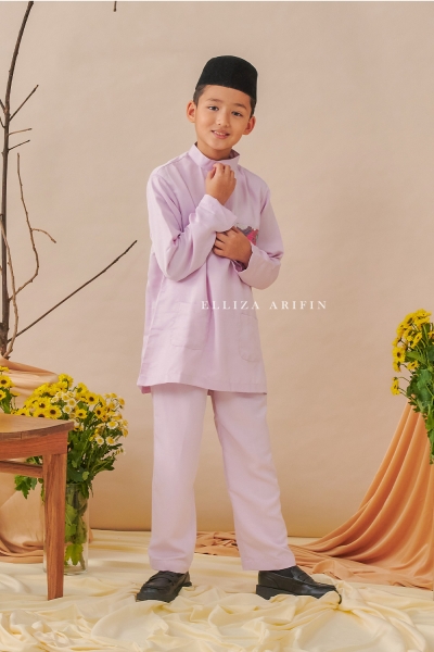 Baju Melayu Batik Kids in Lupine Pink